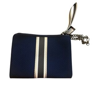 HAUTE SHORE Beth Yacht Navy and Gray Clutch Wristlet Pouch with Stripe